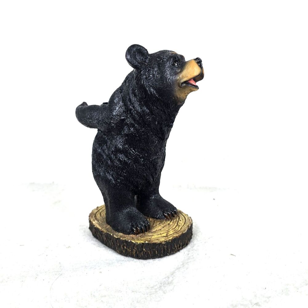 Brown Black Bear Figurine 8" Wine Bottle Holder Wildlife Cabin